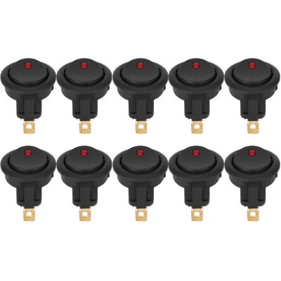 OEM 10 Unidades De Interruptor Basculante Redondo On/off De 12 V, Resistente Al Agua, Spst, Para Proyector Led, Terminal Plateado De 3 Pines - Crezuo OEM 10 Unidades De Interruptor Basculante Redondo On/off De 12 V, Resistente Al Agua, Spst, Para Proyector Led, Terminal Plateado De 3 Pines - Crezuo