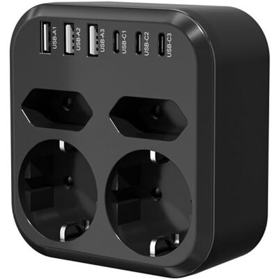 OEM Regleta 10 En 1 Que Cumple Con Las Normas Europeas, Con 4 Tomas De Corriente, 6 Puertos Usb De Carga Rápida Y 7 Tomas Con Protección Contra Sobretensiones. OEM Regleta 10 En 1 Que Cumple Con Las Normas Europeas, Con 4 Tomas De Corriente, 6 Puertos Usb De Carga Rápida Y 7 Tomas Con Protección Contra Sobretensiones.