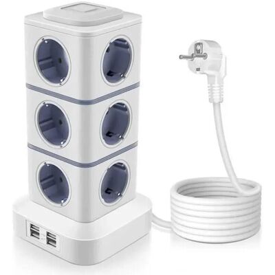 OEM Torre De Regleta Con Protección Contra Sobretensiones, 12 Tomas De Corriente Y 4 Puertos Usb, Regleta Usb Con 3 Interruptores Individuales. OEM Torre De Regleta Con Protección Contra Sobretensiones, 12 Tomas De Corriente Y 4 Puertos Usb, Regleta Usb Con 3 Interruptores Individuales.