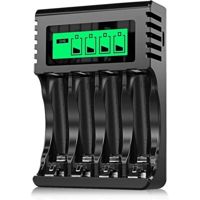 FOCTRO Cargador De Baterías Recargables De 4 Ranuras, Carga Rápida Para Baterías Recargables Aa Y Aaa Con Puerto Usb. FOCTRO Cargador De Baterías Recargables De 4 Ranuras, Carga Rápida Para Baterías Recargables Aa Y Aaa Con Puerto Usb.