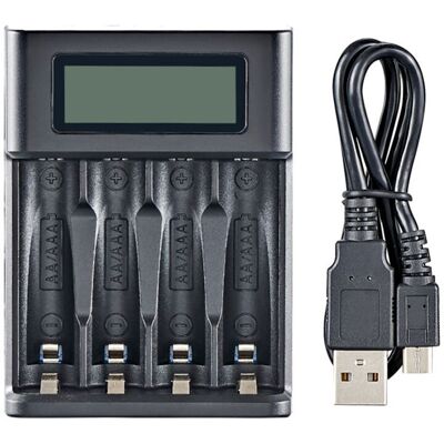 OEM Cargador De Baterías Con Pantalla Lcd, Cargador Usb Inteligente De 4 Ranuras Para 4 Pilas Aa O Aaa. OEM Cargador De Baterías Con Pantalla Lcd, Cargador Usb Inteligente De 4 Ranuras Para 4 Pilas Aa O Aaa.
