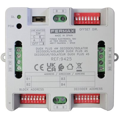 FERMAX Decoder Aislador Duox Plus 4 Salidas, Distancia De Derivación Hasta 100 M, Programación Remota. FERMAX Decoder Aislador Duox Plus 4 Salidas, Distancia De Derivación Hasta 100 M, Programación Remota.