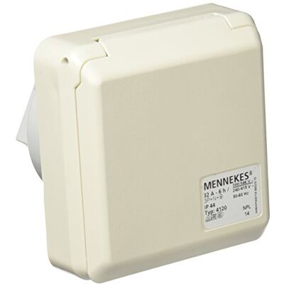 Enchufe Mennekes - 32A 5P IP44 Blanco y Rojo - Modelo 4120 Enchufe Mennekes - 32A 5P IP44 Blanco y Rojo - Modelo 4120