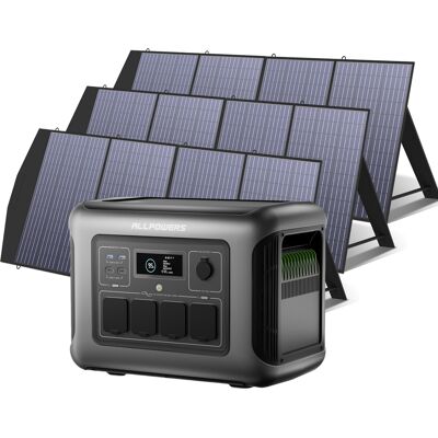 Allpowers R1500 Lite Estación De Energía Portátil Con 3 Paneles Solares Plegables De 200w, 1056wh Lfp Batería, 4 Tomas Ac De 1600w (3200w Pico), Generador Solar Para Camping, Viajes, Emergencia, Corte Allpowers R1500 Lite Estación De Energía Portátil Con 3 Paneles Solares Plegables De 200w, 1056wh Lfp Batería, 4 Tomas Ac De 1600w (3200w Pico), Generador Solar Para Camping, Viajes, Emergencia, Corte