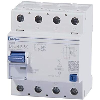 Doepke 09144998HD Interruptor diferencial 4 polos 63A - RCCB sensible Doepke 09144998HD Interruptor diferencial 4 polos 63A - RCCB sensible