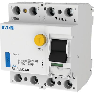 Eaton 300304 PXF-63/4/03-S/B Interruptor diferencial - Universal, 4 polos, 63A Eaton 300304 PXF-63/4/03-S/B Interruptor diferencial - Universal, 4 polos, 63A