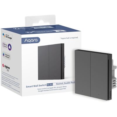 Aqua Aqara Smart Wall Switch H1 Eu - Interruptor Doble Con Cable Neutro Zigbee 3.0, Color Gris Aqua Aqara Smart Wall Switch H1 Eu - Interruptor Doble Con Cable Neutro Zigbee 3.0, Color Gris