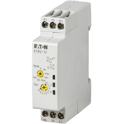 Eaton ETR2-12 - Relé de Tiempo Electrónico 0,5s-100h, 1 Cambio Eaton ETR2-12 - Relé de Tiempo Electrónico 0,5s-100h, 1 Cambio