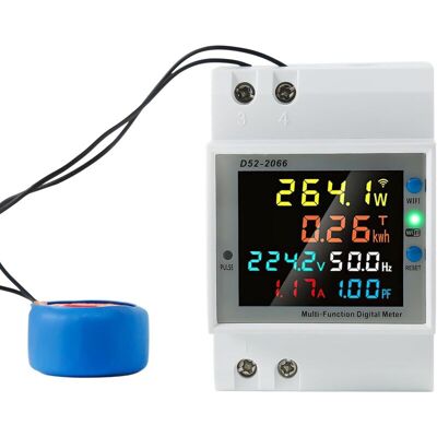 OEM Medidor De Electricidad Monofásico, Ac40-300v 100a, 6 En 1, Inteligente Wifi, Para Montaje En Riel Din Con Transformador De Corriente Externo. OEM Medidor De Electricidad Monofásico, Ac40-300v 100a, 6 En 1, Inteligente Wifi, Para Montaje En Riel Din Con Transformador De Corriente Externo.