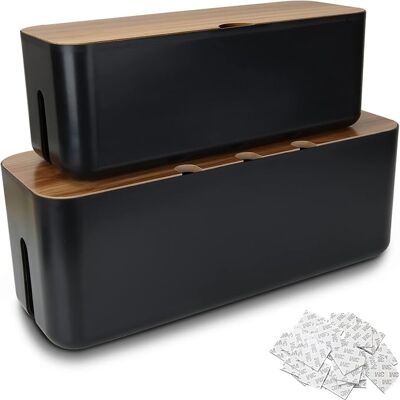 OEM Juego De 2 Cajas Negras Para Gestión De Cables Senenqu, Caja Grande Para Almacenamiento De Cables Con Tapa De Madera, Caja Protectora Para Regleta Eléctrica Para La Protección De Cables Y Regleta Eléc OEM Juego De 2 Cajas Negras Para Gestión De Cables Senenqu, Caja Grande Para Almacenamiento De Cables Con Tapa De Madera, Caja Protectora Para Regleta Eléctrica Para La Protección De Cables Y Regleta Eléc