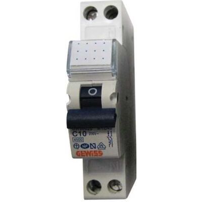 GEWISS Gw90026 Interruptor Magnetotérmico 1p+n C10 4,5ka GEWISS Gw90026 Interruptor Magnetotérmico 1p+n C10 4,5ka