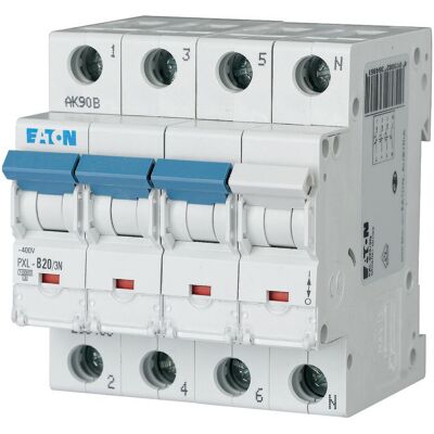 Eaton Interruptor Automático (mcb), 20 A, 3p + N, Característica: B, 236486 Eaton Interruptor Automático (mcb), 20 A, 3p + N, Característica: B, 236486