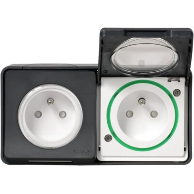 Enchufe Doble De Superficie Con Toma De Tierra, Mureva Styl, Schneider Electric, Antracita Schneider Electric Enchufe Doble De Superficie Con Toma De Tierra, Mureva Styl, Schneider Electric, Antracita Schneider Electric
