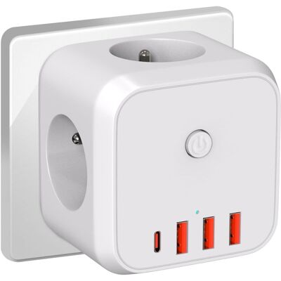 OEM Regleta De Enchufes De Pared Cube, 7 En 1, Con Cargador Usb Y 3 Tomas De Ca, 4000 W Con Interruptor, Ideal Para Salón, Oficina Y Dormitorio. OEM Regleta De Enchufes De Pared Cube, 7 En 1, Con Cargador Usb Y 3 Tomas De Ca, 4000 W Con Interruptor, Ideal Para Salón, Oficina Y Dormitorio.