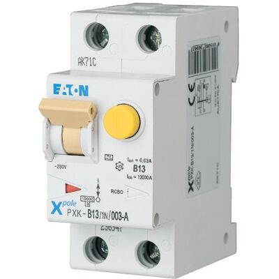 Eaton PXK-C13/1N/003-A Interruptor y diferencial - 13A, Tipo C, 10kA Eaton PXK-C13/1N/003-A Interruptor y diferencial - 13A, Tipo C, 10kA