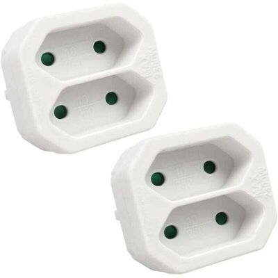 OEM Adaptador Plano 2 En 1 Con 2 Enchufes, 2 Tomas De Corriente, Capacidad De Carga De Hasta 2300 W, 10 A, 250 V, Blanco, Paquete De 2 - Crezuo OEM Adaptador Plano 2 En 1 Con 2 Enchufes, 2 Tomas De Corriente, Capacidad De Carga De Hasta 2300 W, 10 A, 250 V, Blanco, Paquete De 2 - Crezuo