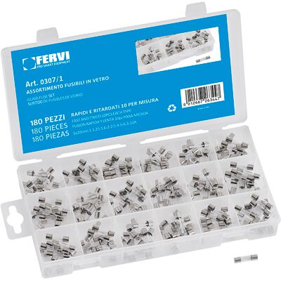 FERVI Modelo 0307/1 Juego de fusibles de vidrio - Surtido profesional FERVI Modelo 0307/1 Juego de fusibles de vidrio - Surtido profesional