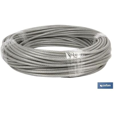 Cable Acero (12mm) 10x12mm 6x19+1 Plast. (25 M) , Cable De Acero Plastificado Cristal En Rollos De 25, 50 Y 100 Metros De Longitud. - Cofan Cable Acero (12mm) 10x12mm 6x19+1 Plast. (25 M) , Cable De Acero Plastificado Cristal En Rollos De 25, 50 Y 100 Metros De Longitud. - Cofan