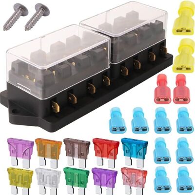 OEM Portafusibles De 8 Vías, Caja De Fusibles Estándar Para Automóvil (para 140 Amp), Con 10 Fusibles Gratuitos (3a/5a/7,5a/10a/15a/20a/25a/30a/35a/40a), Portafusibles A Prueba De Agua OEM Portafusibles De 8 Vías, Caja De Fusibles Estándar Para Automóvil (para 140 Amp), Con 10 Fusibles Gratuitos (3a/5a/7,5a/10a/15a/20a/25a/30a/35a/40a), Portafusibles A Prueba De Agua