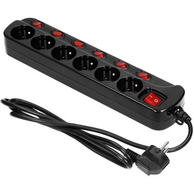 Orno Regleta - 6 Enchufes, 1.5m Cable, Interruptor Térmico Orno Regleta - 6 Enchufes, 1.5m Cable, Interruptor Térmico