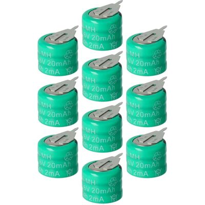 Vhbw - 10x Nimh Batería De Botón De Repuesto Tipo 3/v15h 2 Pines 20 Mah 3,6 V Compatible Para Lámparas Solares, Etc. Vhbw - 10x Nimh Batería De Botón De Repuesto Tipo 3/v15h 2 Pines 20 Mah 3,6 V Compatible Para Lámparas Solares, Etc.