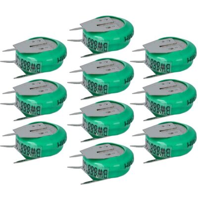 Vhbw - 10x Nimh Batería De Botón De Repuesto Tipo V80h 3 Pines 80 Mah 1,2 V Compatible Para Lámparas Solares, Etc. Vhbw - 10x Nimh Batería De Botón De Repuesto Tipo V80h 3 Pines 80 Mah 1,2 V Compatible Para Lámparas Solares, Etc.