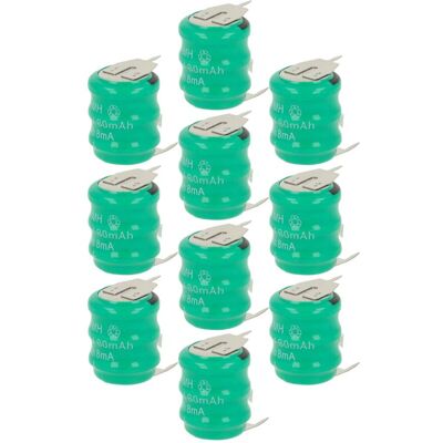 Vhbw - 10x Nimh Batería De Botón De Repuesto Tipo V80h 3 Pines 80 Mah 3,6 V Compatible Para Lámparas Solares, Etc. Vhbw - 10x Nimh Batería De Botón De Repuesto Tipo V80h 3 Pines 80 Mah 3,6 V Compatible Para Lámparas Solares, Etc.