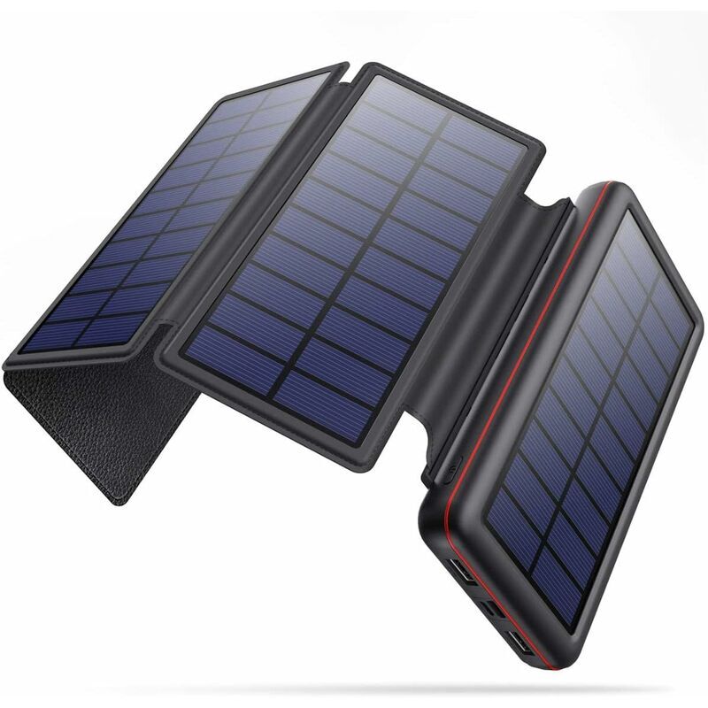 Zolginah - Cargador Solar 26000mAh Batería Externa con 4 Paneles Solares Banco de Energía Plegable Impermeable con Entrada Rápida usb c y 4LED
