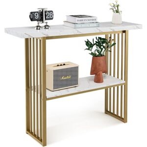 Costway - Mesa De Consola De 2 Niveles, Consola Recibidor De 120 Cm De Mármol De Imitación Blanco Con Estante Abierto, Mesa De Entrada Moderna, Mueble Recibidor Estrecha Para Sala, Pasillo Costway - Mesa De Consola De 2 Niveles, Consola Recibidor De 120 Cm De Mármol De Imitación Blanco Con Estante Abierto, Mesa De Entrada Moderna, Mueble Recibidor Estrecha Para Sala, Pasillo