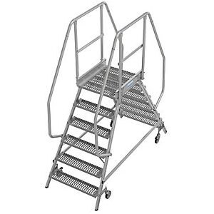 Escalera de plataforma de aluminio Krause - Antideslizante R13, 2x6 peldaños, 1450mm Escalera de plataforma de aluminio Krause - Antideslizante R13, 2x6 peldaños, 1450mm