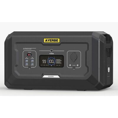 Batería Externa Ayerbe 2048 Wh Lifepo4 Compatible Con Estaciones Ay-2048 Y Ay-3072, Carga Solar Mppt 2100 W, Usb-c 100 W, Salida Cc Y Inalámbrica 15 W Batería Externa Ayerbe 2048 Wh Lifepo4 Compatible Con Estaciones Ay-2048 Y Ay-3072, Carga Solar Mppt 2100 W, Usb-c 100 W, Salida Cc Y Inalámbrica 15 W