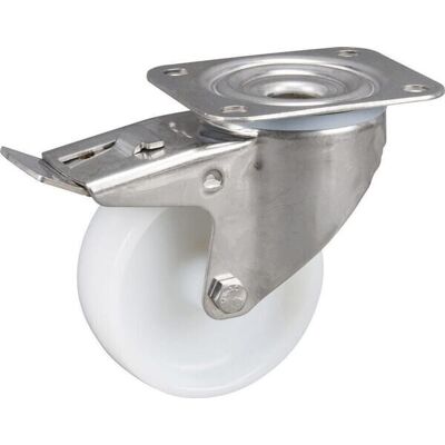 TENTE Rueda Industrial Giratoria En Poliamida: Di谩metro100 X 36 Mm Placa De Soporte Con Freno Acero Inoxidable: 105 X 85 Mm. TENTE Rueda Industrial Giratoria En Poliamida: Di谩metro100 X 36 Mm Placa De Soporte Con Freno Acero Inoxidable: 105 X 85 Mm.