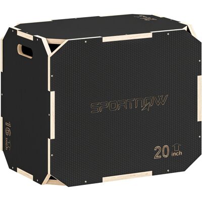 JHY DESIGN Box Pliometrico In Legno 3 In 1 Per Allenamento Di Salto, Antiscivolo E Senza Angoli, Nero JHY DESIGN Box Pliometrico In Legno 3 In 1 Per Allenamento Di Salto, Antiscivolo E Senza Angoli, Nero