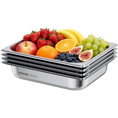 Vevor Recipiente Gastronorm Reutilizable 1/2 Tamaño, Bandeja De Empanado De Acero Inoxidable, Contenedor De Alimentos Para Fiestas, Catering, Restaurantes Y Bufes, 325 X 265 X 64 Mm, 4 Uds, 3,8 L Vevor Recipiente Gastronorm Reutilizable 1/2 Tamaño, Bandeja De Empanado De Acero Inoxidable, Contenedor De Alimentos Para Fiestas, Catering, Restaurantes Y Bufes, 325 X 265 X 64 Mm, 4 Uds, 3,8 L