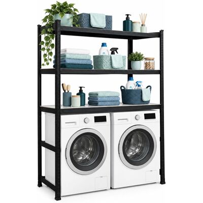 Relaxdays Estantería Para Lavadora, (al X An X Fon): 180 X 130 X 60 Cm, 3 Baldas, 600 Kg, Acero, Mdf, Encajable, Negra Relaxdays Estantería Para Lavadora, (al X An X Fon): 180 X 130 X 60 Cm, 3 Baldas, 600 Kg, Acero, Mdf, Encajable, Negra
