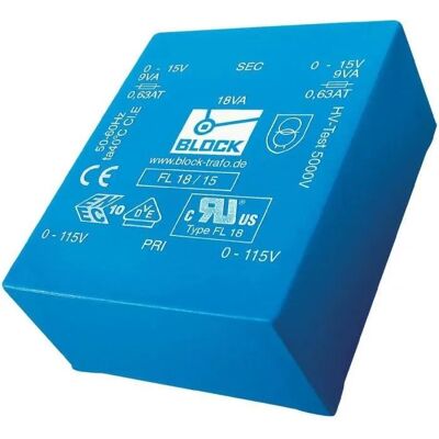 Transformador PCB Block 14VA Perfil bajo 2x115V a 2x15V Transformador PCB Block 14VA Perfil bajo 2x115V a 2x15V
