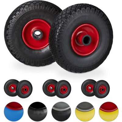 Relaxdays Set De Ocho Ruedas De Carretilla, Neumático De Goma 3.00-4, Eje De 25mm, Hasta 100 Kg , Negro-rojo Relaxdays Set De Ocho Ruedas De Carretilla, Neumático De Goma 3.00-4, Eje De 25mm, Hasta 100 Kg , Negro-rojo