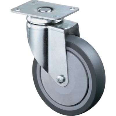 Bs Rollen - Rueda Giratoria D.150mm Capacidad De Carga 100kg Con Placa De Goma Gris Bs Rollen - Rueda Giratoria D.150mm Capacidad De Carga 100kg Con Placa De Goma Gris