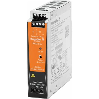 WEIDMULLER Weidmüller Pro Max 72w 24v 3a Fuente De Alimentación, Fuente De Alimentación Conmutada, 24 V, 1478100000 WEIDMULLER Weidmüller Pro Max 72w 24v 3a Fuente De Alimentación, Fuente De Alimentación Conmutada, 24 V, 1478100000