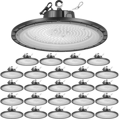 Vevor Luminaria Industrial De Gran Altura, 20 Uds, Led, 5000 K, 150 W, 21000 Lm, Ip65 Resistente Al Agua, De 100-277 V, Para Almacenes, Talleres, Fábricas Y Gimnasios, Negro, 300 X 300 X 80 Mm Vevor Luminaria Industrial De Gran Altura, 20 Uds, Led, 5000 K, 150 W, 21000 Lm, Ip65 Resistente Al Agua, De 100-277 V, Para Almacenes, Talleres, Fábricas Y Gimnasios, Negro, 300 X 300 X 80 Mm
