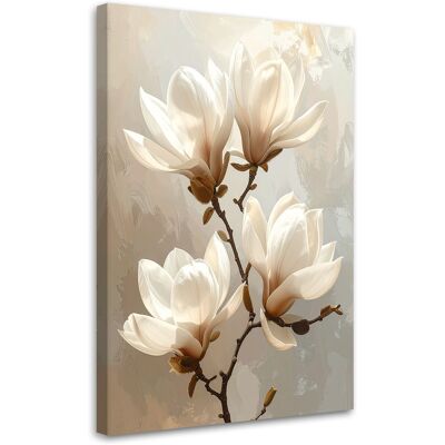 FEEBY Impresión De Imagen Magnolias Blancas Sobre Fondo Beige En Una Sutil Composición 60x90 FEEBY Impresión De Imagen Magnolias Blancas Sobre Fondo Beige En Una Sutil Composición 60x90