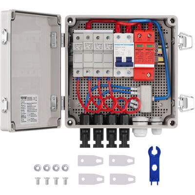 Caja Combinadora Fotovoltaica, 4 Cuerdas, Caja Combinadora Solar Con Fusible De Corriente Nominal De 10 A Conector Solar, Caja De Acero Para Sistema De Panel Solar De Red De Encendido, Apagado - Vevor Caja Combinadora Fotovoltaica, 4 Cuerdas, Caja Combinadora Solar Con Fusible De Corriente Nominal De 10 A Conector Solar, Caja De Acero Para Sistema De Panel Solar De Red De Encendido, Apagado - Vevor