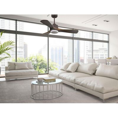 Tenerife De Klassfan-super Destratificateur Et Ventilateur Dc 132 Cm Gris Basalte Pales Marrons Lumière Dimmable 25 À 35 M² Tenerife De Klassfan-super Destratificateur Et Ventilateur Dc 132 Cm Gris Basalte Pales Marrons Lumière Dimmable 25 À 35 M²