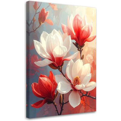 FEEBY Impresión De Imagen Magnolias Blancas Y Rojas En Tonos Pastel Suaves 70x100 FEEBY Impresión De Imagen Magnolias Blancas Y Rojas En Tonos Pastel Suaves 70x100