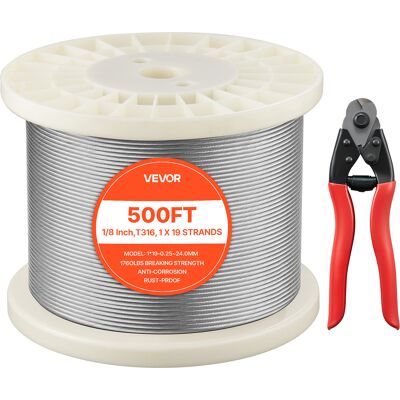 Vevor Cable De Acero Inoxidable 316 Diámetro De 3,2 Mm, Rollo De Cuerda De Alambre 152,4 M, Resistencia A La Rotura De 798,3 Kg, Construcción De 1 X 19, Para Barandillas Y Enrejados De Jardín Vevor Cable De Acero Inoxidable 316 Diámetro De 3,2 Mm, Rollo De Cuerda De Alambre 152,4 M, Resistencia A La Rotura De 798,3 Kg, Construcción De 1 X 19, Para Barandillas Y Enrejados De Jardín