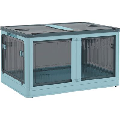 HOMCOM Caja De Almacenamiento Apilable Con Tapa 69l Caja Organizadora Plegable Con Ruedas Contenedor De Plástico Con Acceso A 5 Lados 60x42x34 Cm HOMCOM Caja De Almacenamiento Apilable Con Tapa 69l Caja Organizadora Plegable Con Ruedas Contenedor De Plástico Con Acceso A 5 Lados 60x42x34 Cm