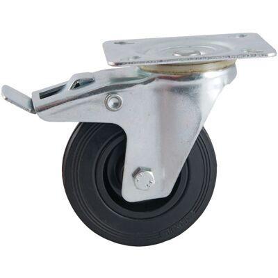 Rueda giratoria de caucho negro AVL 160mm con freno - Rueda Rueda giratoria de caucho negro AVL 160mm con freno - Rueda