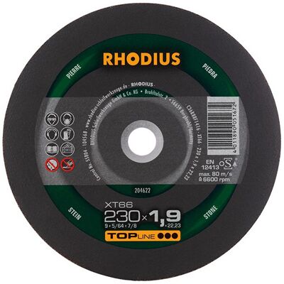 Disco de corte Rhodius XT66 - Piedra, Titanio, Gris - 230x1.9mm Disco de corte Rhodius XT66 - Piedra, Titanio, Gris - 230x1.9mm