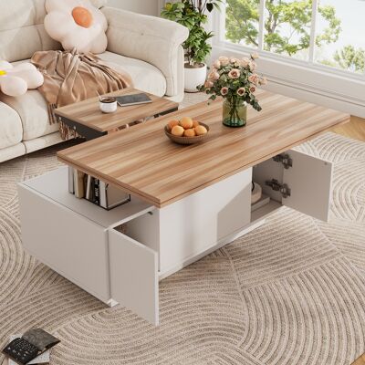 JHY DESIGN Mesa De Centro Moderna Con Mecanismo De Doble Elevación Y Espacio De Almacenamiento Oculto: Capacidad De Carga De Hasta 50 Kg. JHY DESIGN Mesa De Centro Moderna Con Mecanismo De Doble Elevación Y Espacio De Almacenamiento Oculto: Capacidad De Carga De Hasta 50 Kg.