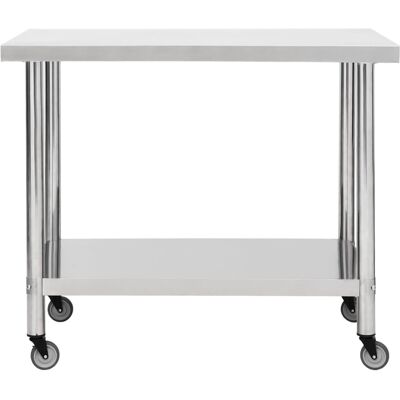 HELLOSHOP26 Mesa De Trabajo De Cocina Con Ruedas Encimera Gourmet Espacio Comercial Restaurante 100 X 45 X 85 Cm Acero Inoxidable 020001911 HELLOSHOP26 Mesa De Trabajo De Cocina Con Ruedas Encimera Gourmet Espacio Comercial Restaurante 100 X 45 X 85 Cm Acero Inoxidable 020001911